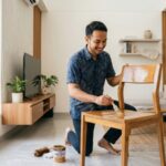 Mengaplikasikan pelapis sebagai cara mencegah rayap pada kayu dan furniture rumah.