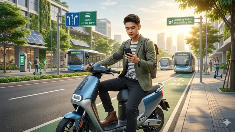 Penggunaan motor listrik Indonesia untuk mendukung gaya hidup transportasi ramah lingkungan.