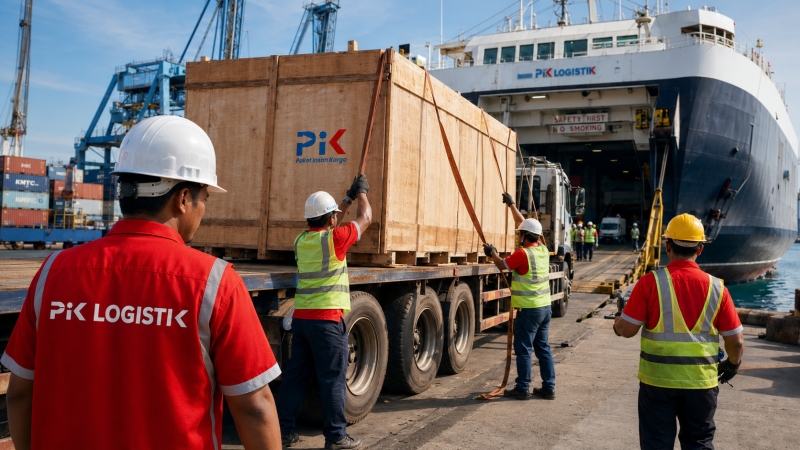 Persiapan armada truk dan kapal laut untuk kirim barang antar pulau