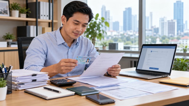 Karyawan mempersiapkan dokumen pengajuan KTA Payroll